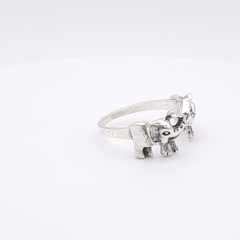 Silver Elephant Wrap Ring Size 7 Animal Band Statement - Picture 14 of 15